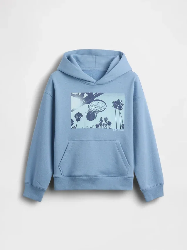 Felpa con cappuccio per bambini Vintagesoft dalla linea morbida con stampa grafica