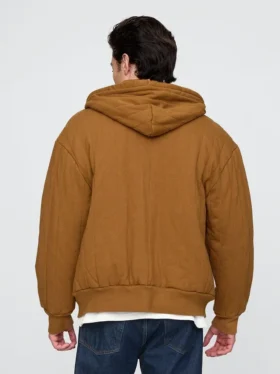 Felpa con cappuccio trapuntata e fodera a nido d’ape con zip