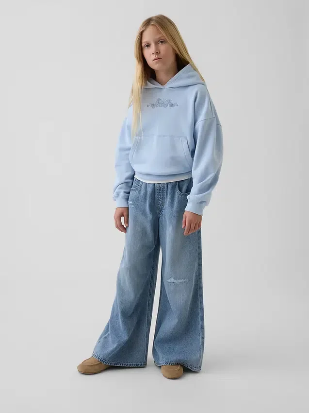 Felpa con cappuccio Vintagesoft dal taglio ampio per bambini