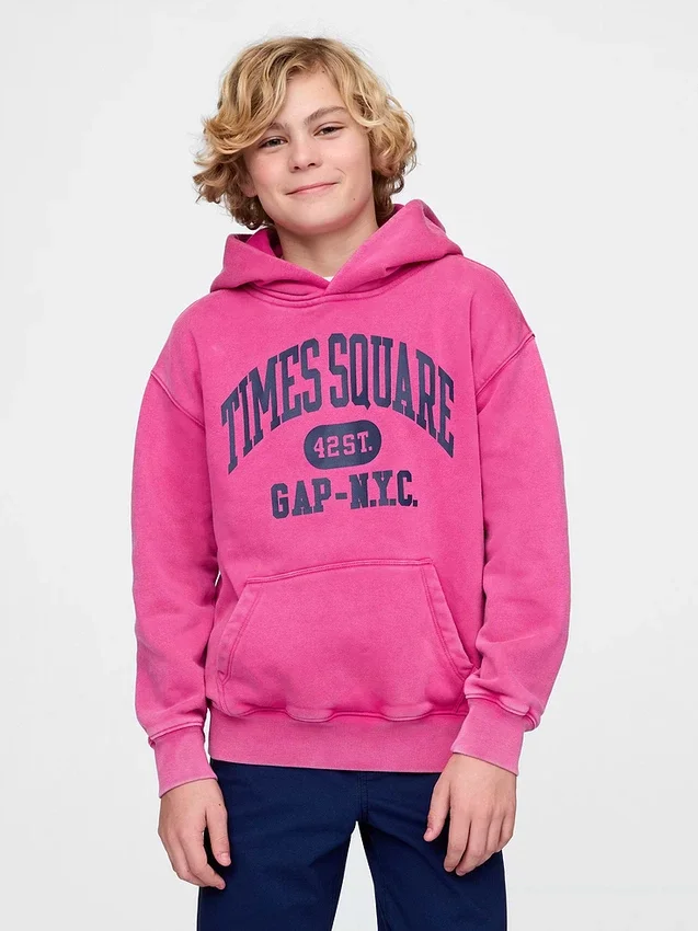 Felpa con cappuccio Vintagesoft NYC Times Square per bambini