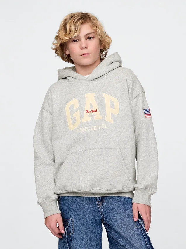 Felpa con cappuccio Vintagesoft NYC Times Square per bambini