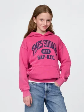 Felpa con cappuccio Vintagesoft NYC Times Square per bambini