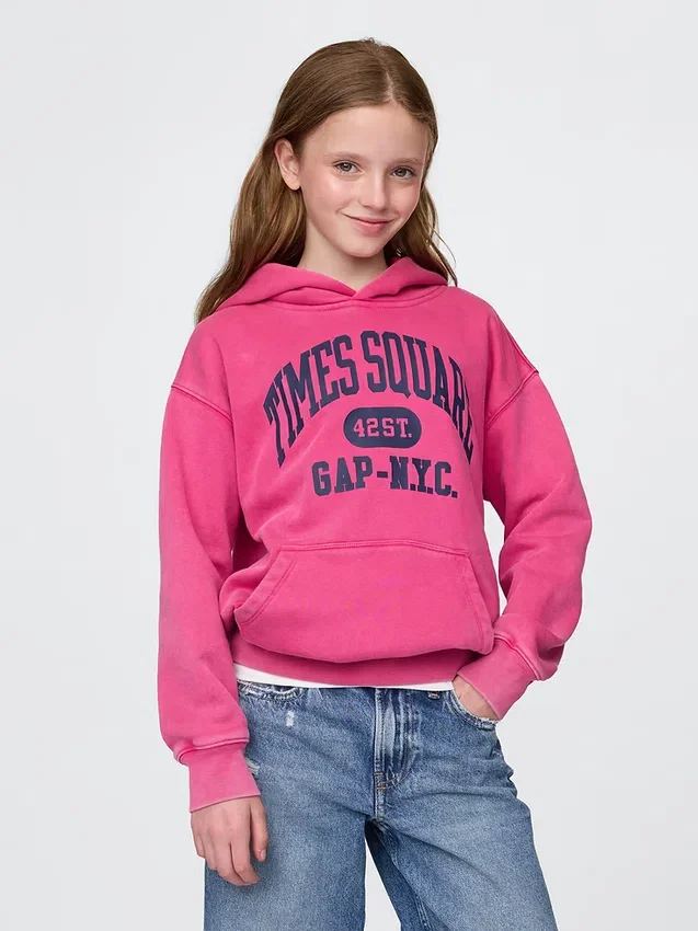 Felpa con cappuccio Vintagesoft NYC Times Square per bambini