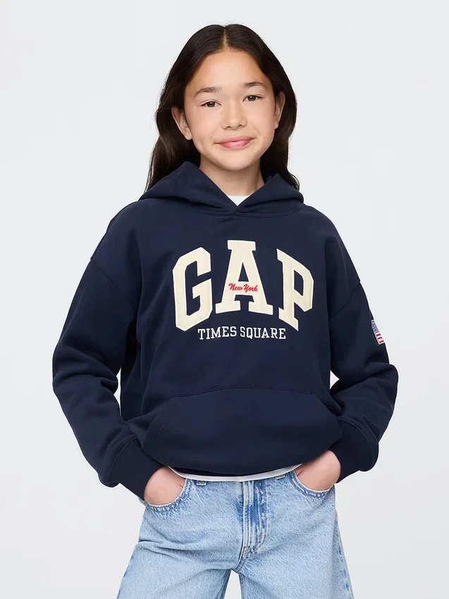 Felpa con cappuccio Vintagesoft NYC Times Square per bambini