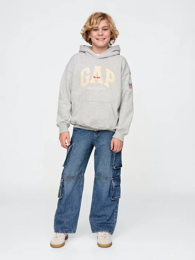 Felpa con cappuccio Vintagesoft NYC Times Square per bambini