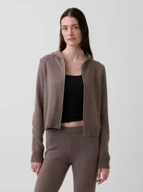 Felpa corta con cappuccio e zip CashSoft