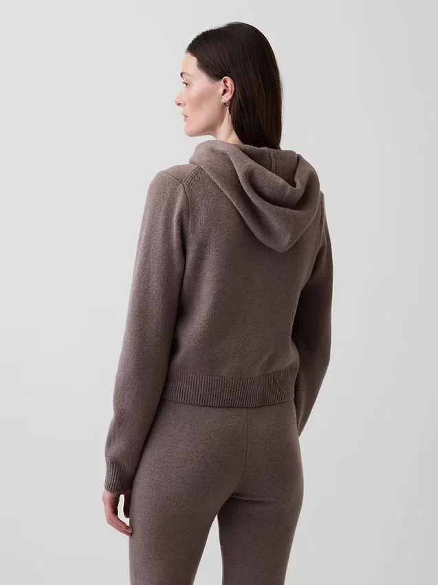 Felpa corta con cappuccio e zip CashSoft