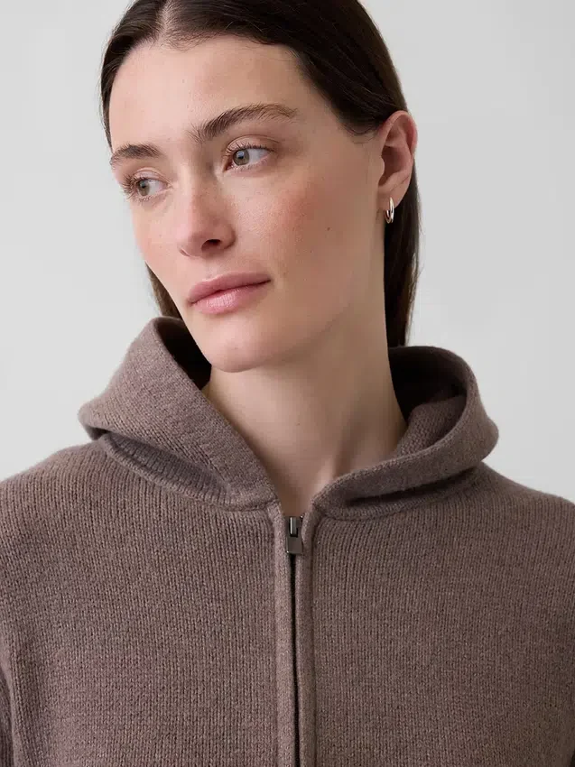 Felpa corta con cappuccio e zip CashSoft