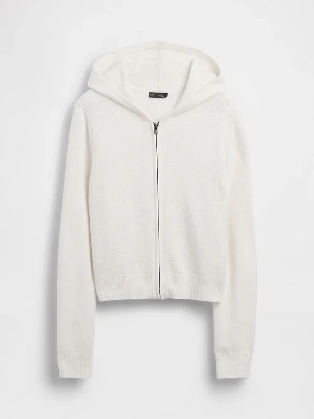 Felpa corta con cappuccio e zip CashSoft