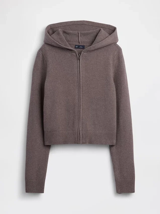Felpa corta con cappuccio e zip CashSoft