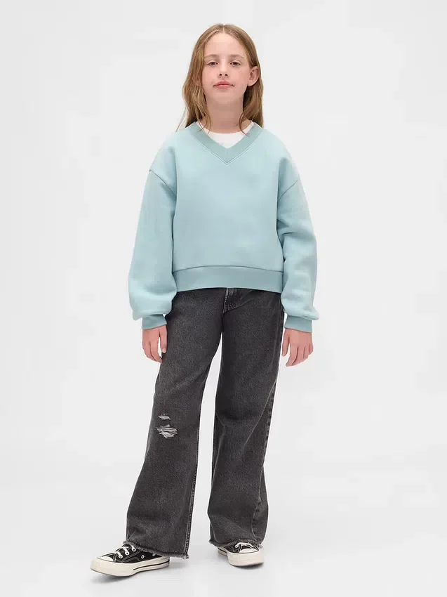 Felpa da bambino Vintagesoft dal taglio ampio con scollo a V