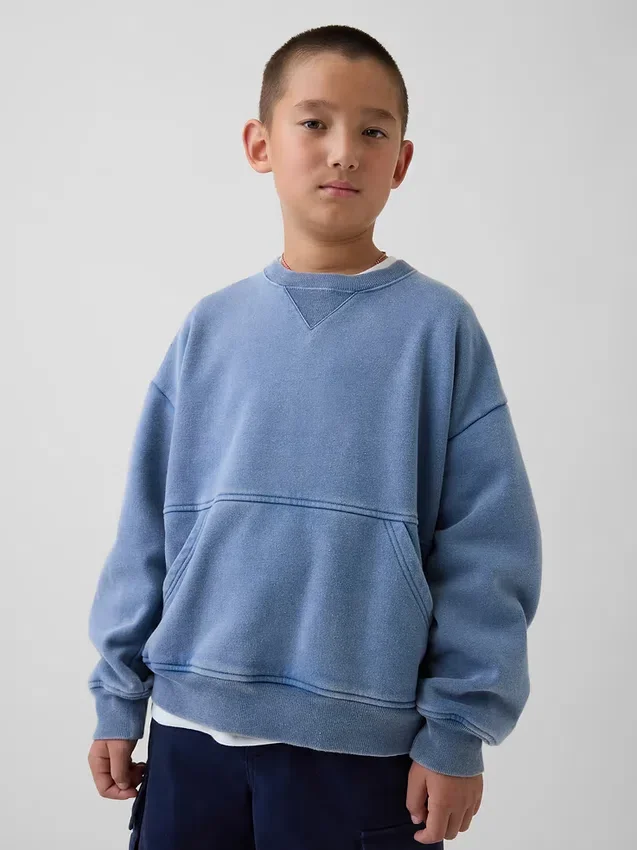 Felpa da bambino Vintagesoft dal taglio comodo con collo rotondo e tasca