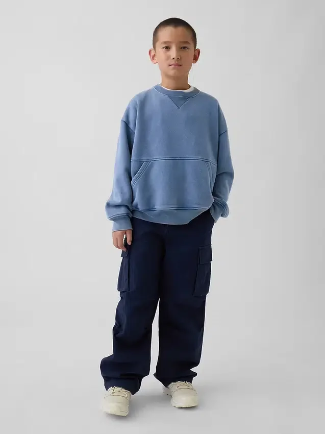 Felpa da bambino Vintagesoft dal taglio comodo con collo rotondo e tasca