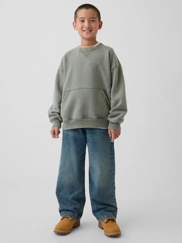Felpa da bambino Vintagesoft dal taglio comodo con collo rotondo e tasca