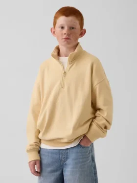 Felpa da bambino Vintagesoft in spugna, vestibilità comoda, con mezza zip