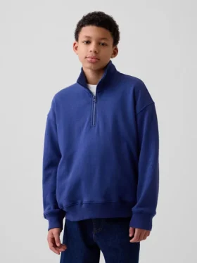Felpa da bambino Vintagesoft in spugna, vestibilità comoda, con mezza zip