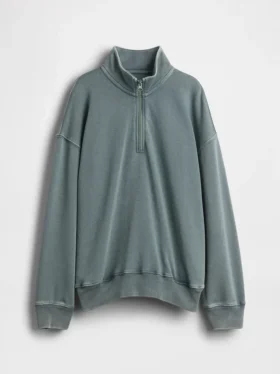 Felpa da bambino Vintagesoft in spugna, vestibilità comoda, con mezza zip