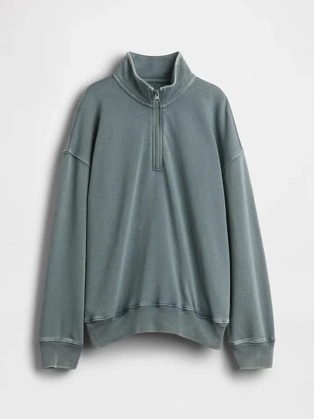 Felpa da bambino Vintagesoft in spugna, vestibilità comoda, con mezza zip