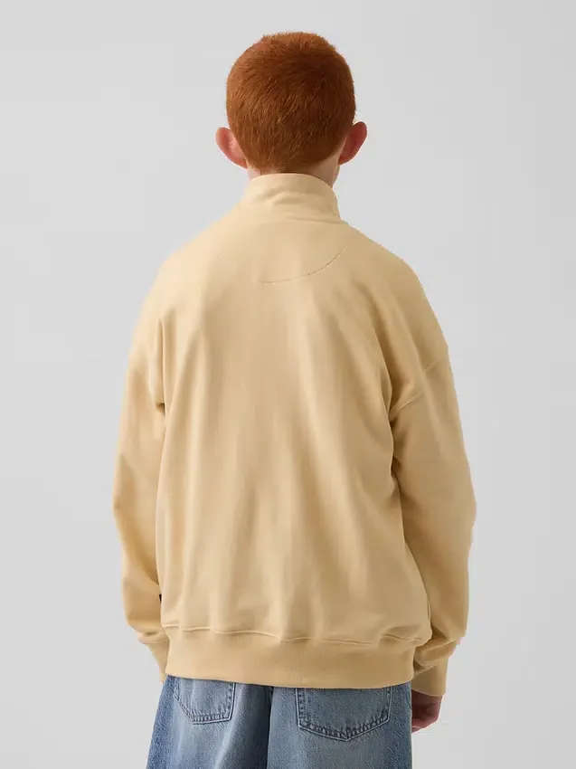 Felpa da bambino Vintagesoft in spugna, vestibilità comoda, con mezza zip