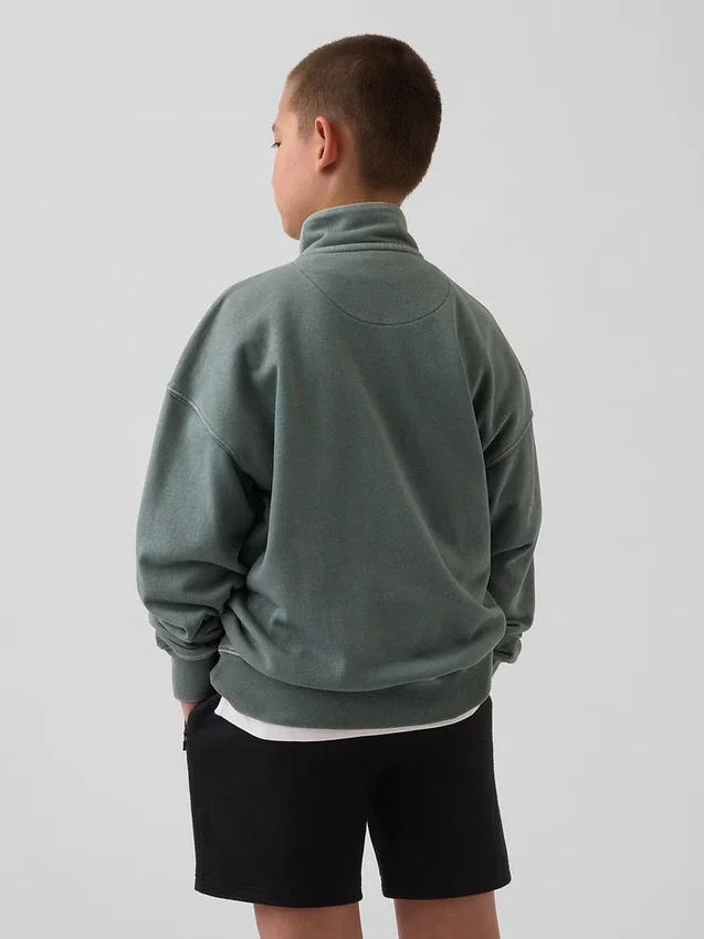 Felpa da bambino Vintagesoft in spugna, vestibilità comoda, con mezza zip