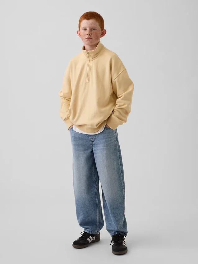 Felpa da bambino Vintagesoft in spugna, vestibilità comoda, con mezza zip