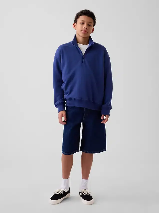 Felpa da bambino Vintagesoft in spugna, vestibilità comoda, con mezza zip