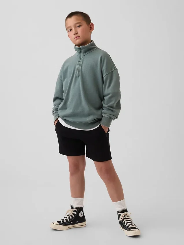 Felpa da bambino Vintagesoft in spugna, vestibilità comoda, con mezza zip