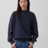 Felpa oversize a collo alto in felpa francese pesante