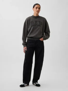 Felpa oversize a collo alto in felpa francese pesante