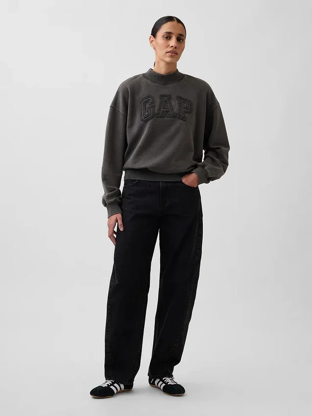 Felpa oversize a collo alto in felpa francese pesante