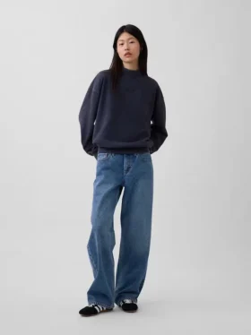 Felpa oversize a collo alto in felpa francese pesante