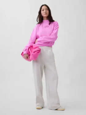 Felpa oversize a collo alto in felpa francese pesante