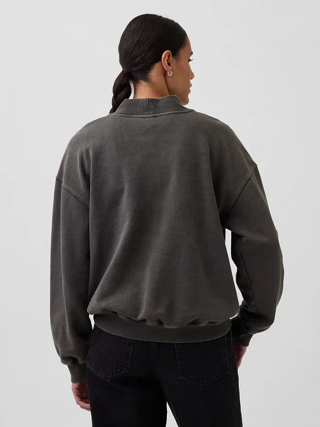 Felpa oversize a collo alto in felpa francese pesante
