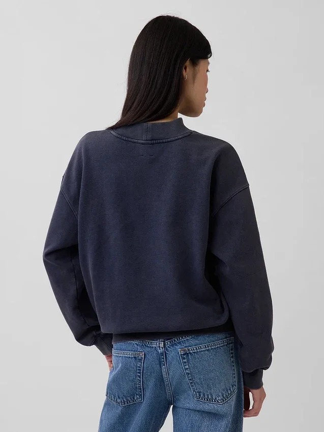 Felpa oversize a collo alto in felpa francese pesante