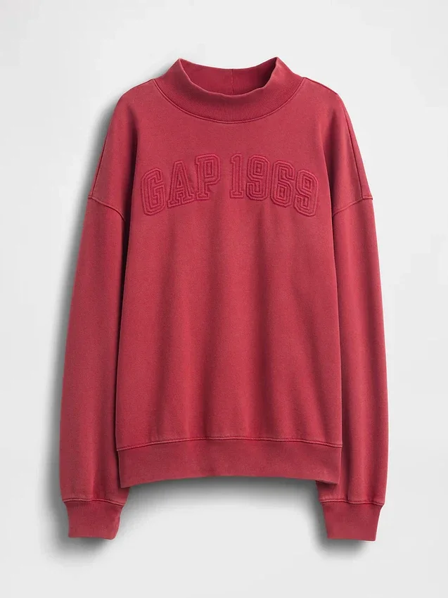 Felpa oversize a collo alto in felpa francese pesante