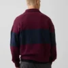Felpa oversize a righe con mezza zip, in tessuto pesante