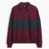 Felpa oversize a righe con mezza zip, in tessuto pesante