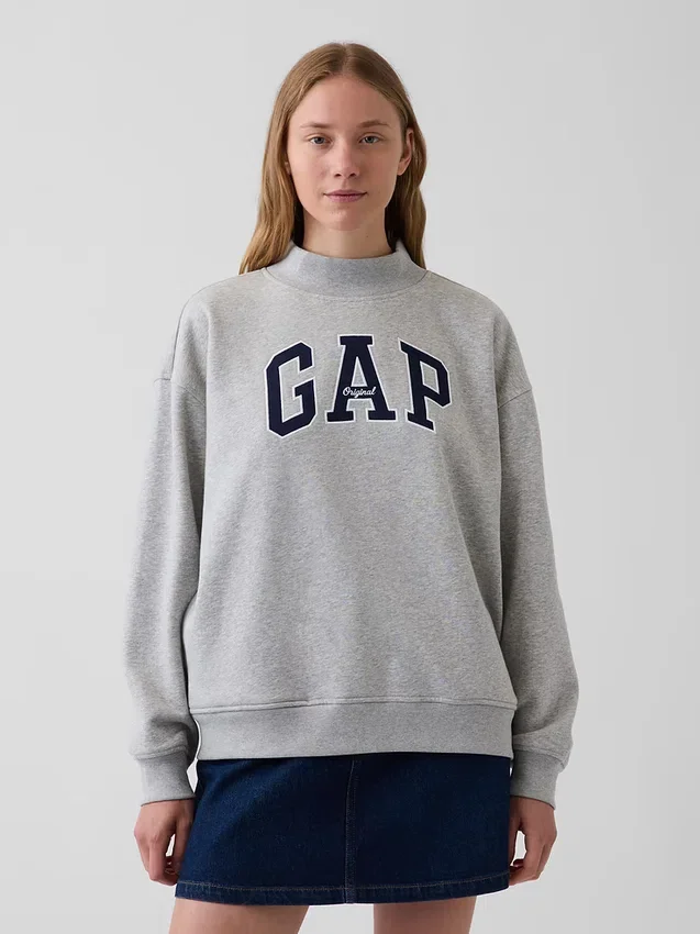 Felpa oversize con collo alto e logo Vintagesoft
