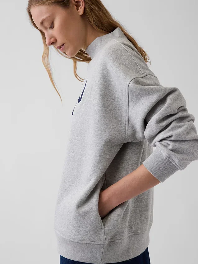 Felpa oversize con collo alto e logo Vintagesoft