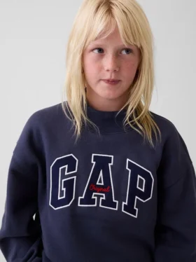 Felpa oversize con collo alto e logo Vintagesoft per bambini
