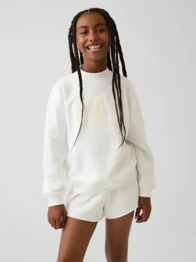 Felpa oversize con collo alto e logo Vintagesoft per bambini