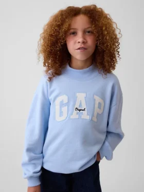 Felpa oversize con collo alto e logo Vintagesoft per bambini