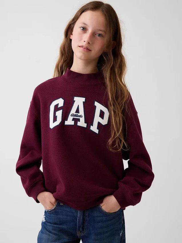 Felpa oversize con collo alto e logo Vintagesoft per bambini
