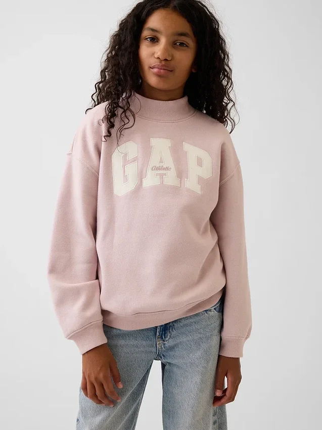 Felpa oversize con collo alto e logo Vintagesoft per bambini