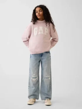 Felpa oversize con collo alto e logo Vintagesoft per bambini