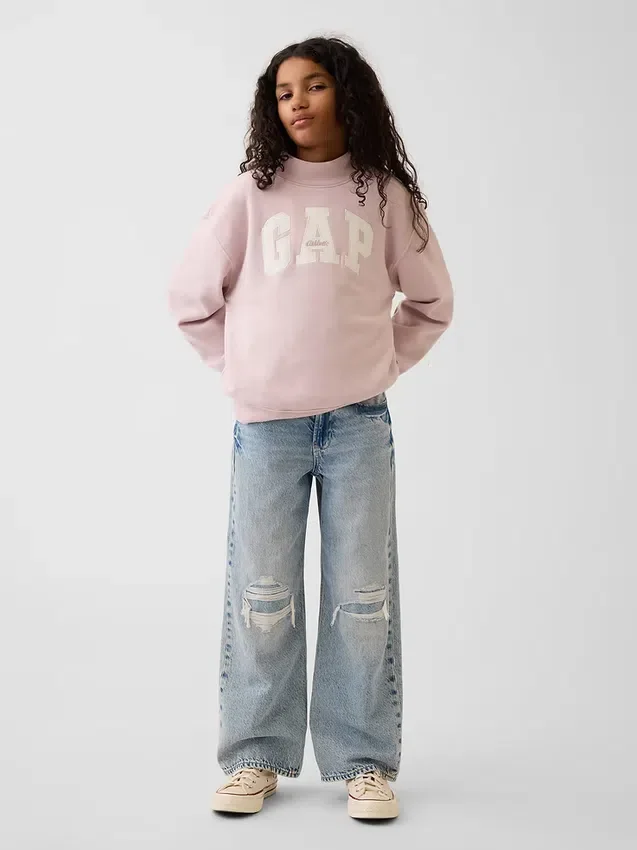 Felpa oversize con collo alto e logo Vintagesoft per bambini