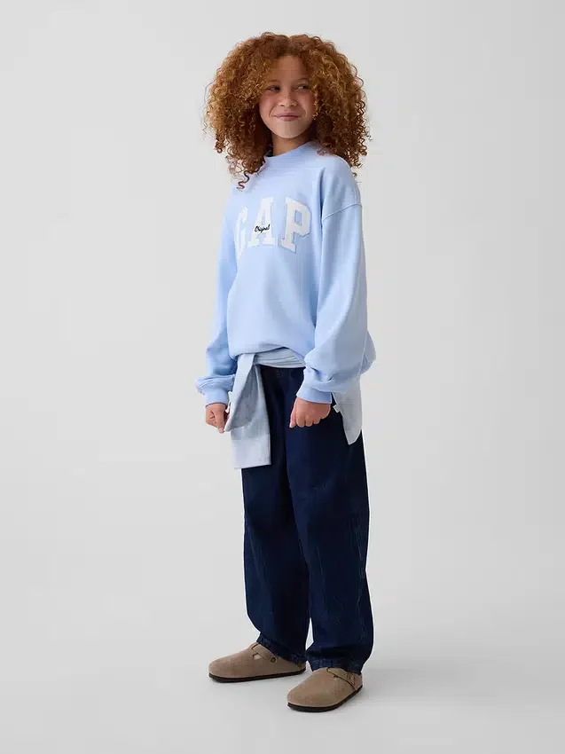Felpa oversize con collo alto e logo Vintagesoft per bambini