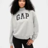 Felpa oversize con collo alto in French Terry pesante e logo