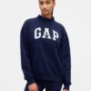 Felpa oversize con collo alto in French Terry pesante e logo