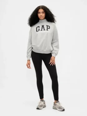 Felpa oversize con collo alto in French Terry pesante e logo
